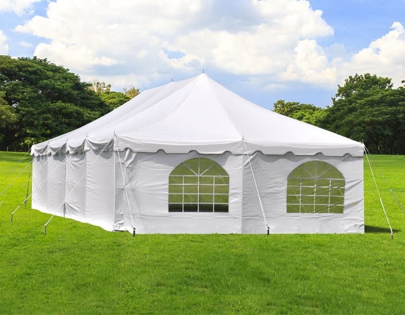 Party Tents Direct 20' x 40' Weekender Canopy Tent with Sidewalls, Easy Up Party Tent for Backyard, Outdoor Tents for Parties, Weddings, Graduations, Banquets, Events, Heavy Duty, PVC White Top Party Tents Direct