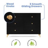 Delta Children Essex 6 Drawer Dresser, Black/Natural Delta Children