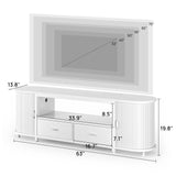 Rolanstar TV Stand for 65 70 inch TV, Entertainment Center with Power Outlet and LED, 2 Fabric Drawers TV Console with 2 Cabinet, Open Shelf, Sliding Door, Media Console for Bedroom/Living Room Rolanstar