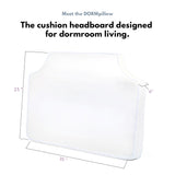 Dormpillow- New/Improved Cotton 'Wrinkle-Free' Cover. Portable Twin XL White Headboard Cushion for College Dorm. Innovative Wedge Base Keeps it Upright. Fills Gap Between Bed & Wall. Dormpillow Creations