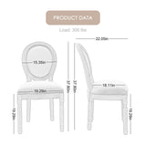 Kiztir French Country Dining Chairs Set of 4, Farmhouse Dining Chairs with Round Backrest, Mid Century Upholstered Dining Chairs with Solid Wood Leg for Dining Room Bedroom Kitchen Restaurant (Beige) Kiztir