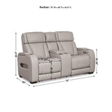 Signature Design by Ashley Boyington Contemporary Leather Match Power Reclining Loveseat with Console and USB Charging Ports, LED Lights and Adjustable Headrest, Light Gray Signature Design by Ashley