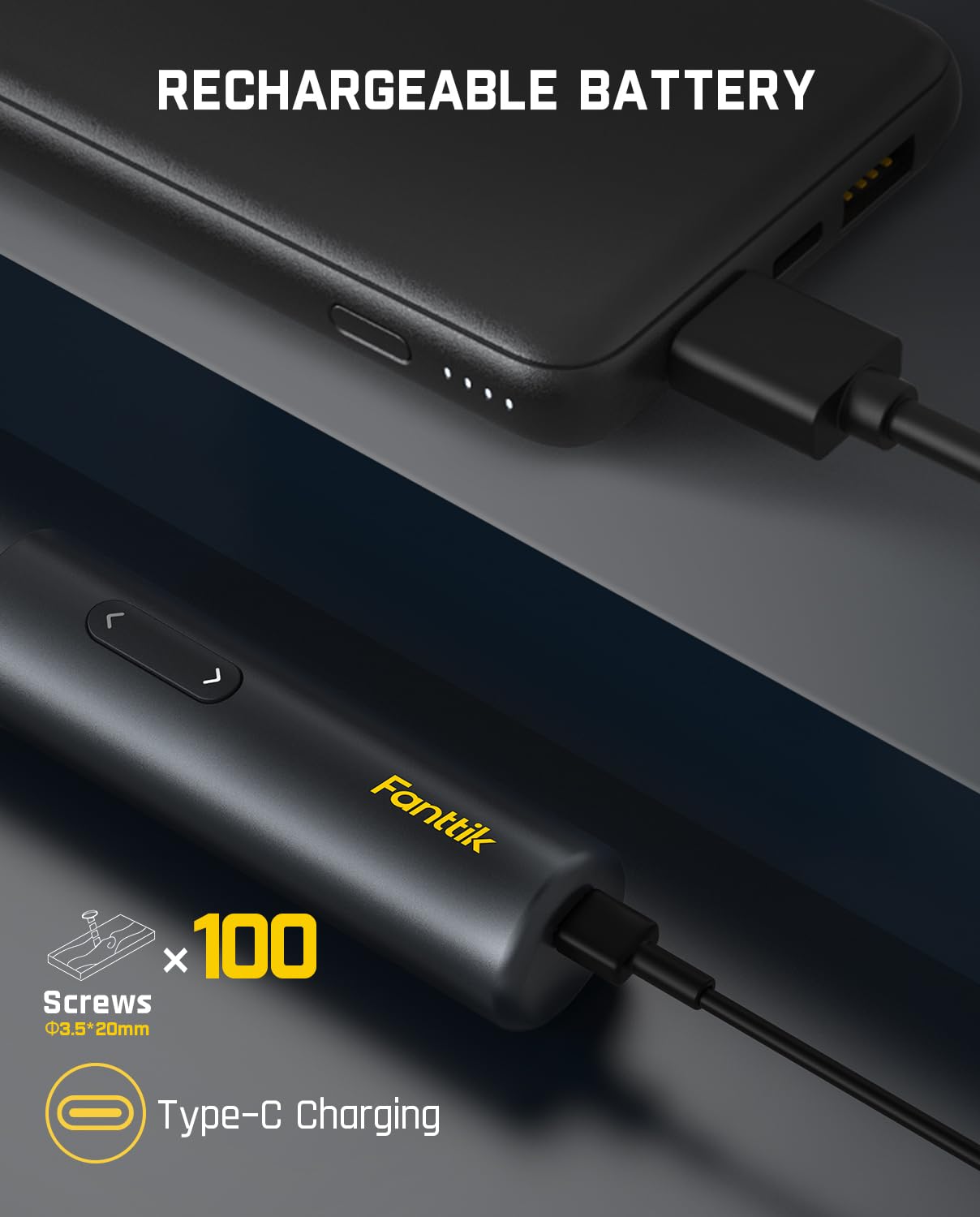 Fanttik NEX S1 Capsule 3.7V Cordless Screwdriver, Electric Screwdriver, Max 5 N.m, 320 RPM Motor, 5 Pcs Double-Ended Bits, Compact Design, LED Light, 1/4''Hex, Idea Tool for Furniture, Appliances Fanttik