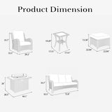 LayinSun 8 Pieces Outdoor Patio Furniture Set with Fire Pit Table, Rattan Wicker Sectional Swivel Rocker Chairs Sets with Ottomans, Swivel Glider Chair and Coffee Table LayinSun