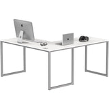 SHW Home Office 55-Inch Large L Shaped Corner Desk, 24" Deep, White SHW
