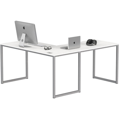 SHW Home Office 55-Inch Large L Shaped Corner Desk, 24" Deep, White