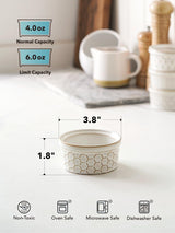 LE TAUCI Ramekins 4 oz, Ramiken for Creme Brulee, Lava Cake,Pudding, Souffle, Small Sauce Bowl,Ceramic Baking Dishes- 3.8 inch, Set of 4, Arctic White LE TAUCI