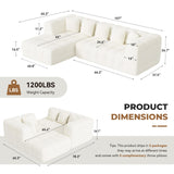 Daluvenix 107" Modern Boneless Couch with L - Shaped Chaise, Comfy Chenille Modular Sectional Sofa with Tufted Design, Deep Seat Upholstered Sofa Bed, No - Assembly Sectional Couch, White Daluvenix