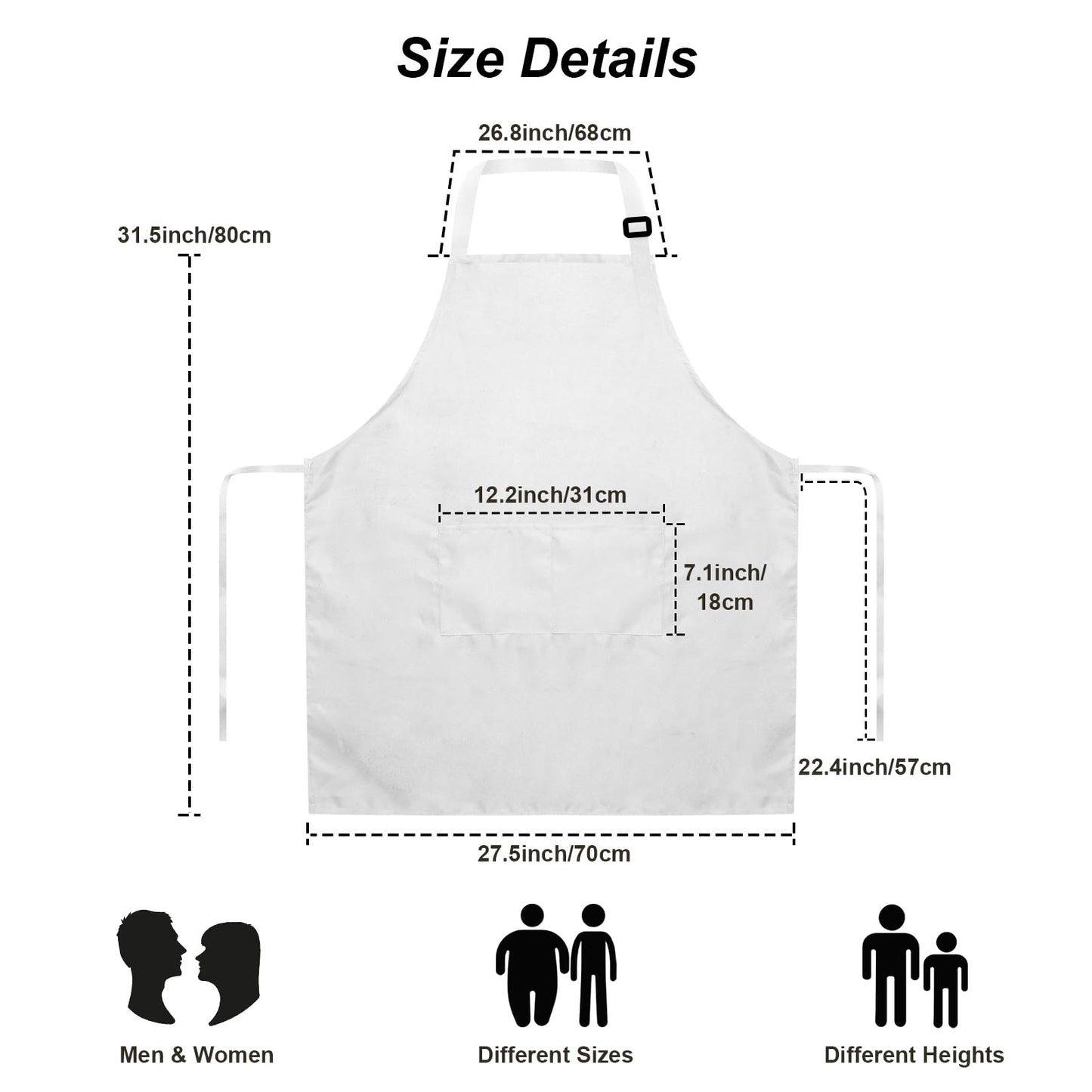 IMERAGO 15 Pcs Adult Aprons Bulk with Pockets Adjustable Bib Chef Apron for Women Men Painting Cooking Crafting (White, L)