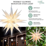 Elf Logic 21" Large Warm White LED Moravian Star - Hanging Outdoor Christmas Light - Use as Holiday Decoration, Porch Light, 3D Fixture, Advent Star, Wedding & Ballroom Venue Decor - Assembly Required Elf Logic