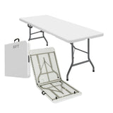ONUUNPY 6ft Heavy Duty Portable Folding Table - Plastic Dining Table Indoor/Outdoor White Plastic Table for Parties, BBQs, and Camping ONUUNPY