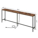 MAHANCRIS 78.7" Console Table with USB Ports, Sofa Table, Narrow Entryway Table with Outlets, 11.8" Wide Couch Table, Industrial Entry Table for Hallway, Living Room, Bedroom, Rustic Brown CTHR320E01 MAHANCRIS