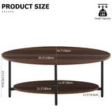 TUKAILAi Oval Coffee Table with Open Storage Shelf, 2-Tier Wooden Tea Table with Adjustable Feetpad, Industrial Center Table with Cross Metal Legs for Living Room, Bedroom, Lounge (Rustic Brown) TUKAILAi