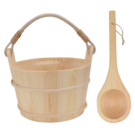 Happyyami 1Set Sauna Barrel Ornament Kits spa Foot Bucket Shower Bucket Wood Sauna Bucket Water Wishing Well Handmade Sauna Bucket Wood Bucket Sauna spa Bucket Portable Wooden Bathtub Happyyami