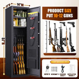 10-12 Fingerprint Gun Safe, Large Gun Safe for Rifles and Pistols,Quick-access Biometric Gun Cabinet,Rifle Safe with Removable Shelf Pistol Pockets，Home Gun Locker with Alarm System Silent Mode FFVVGH