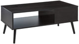 Furinno Claude Mid Century Style Coffee Table with Wood Legs, Espresso Large Non-Lift Top Furinno
