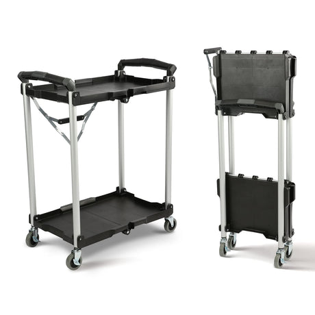 Olympia Tools 89-356 Pack-N-Roll Folding Collapsible Service Cart, Black, 50 Lb. Load Capacity per Shelf, 2-Layers Olympia Tools