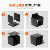 VEVOR Literature Organizers, 5 Compartments Office Mailbox with Adjustable Shelves, Wood Literature Sorter 13.9x12x13 inches for Office, Home, Classroom, Mailrooms Organization, EPA Certified, Black VEVOR