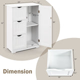 Tangkula White Freestanding Bathroom Floor Cabinet with 3 Drawers and Adjustable Shelf Tangkula