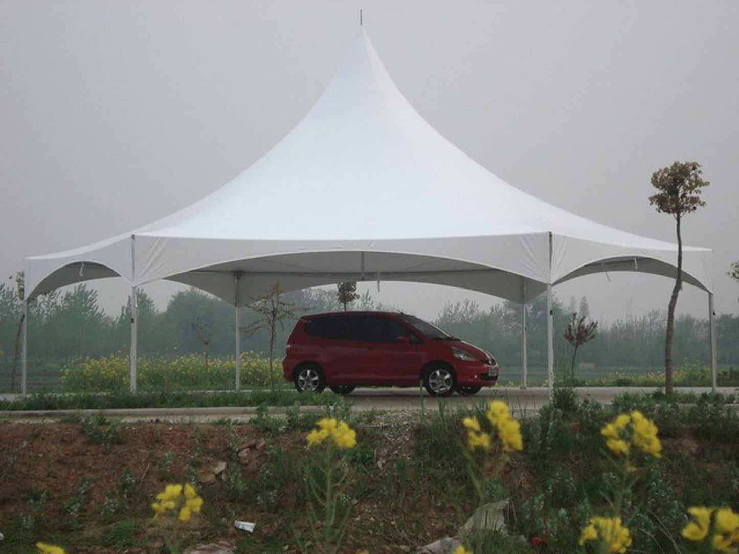 TentandTable 40' x 40' High Peak Hexagon Frame Party Tent, White Top, Outdoor Waterproof Canopy Tent for Parties and Wedding Events, 9' Poles, 20.5' Height, 2.5 Inch Durable Aluminum Frame - WoodArtSupply