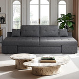 YITAHOME Queen Size Sleeper Sofa, 5-in-1 Convertible Sofa Bed Couch with 2 Storage Cabinets and USB Ports, 100" Sectioanl Sofa Couch with 2 Throw Pillow for Living Room, Grey Linen Fabric YITAHOME