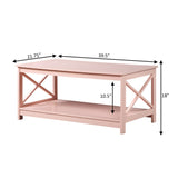 Convenience Concepts Oxford Coffee Table with Shelf, Blush Pink Convenience Concepts