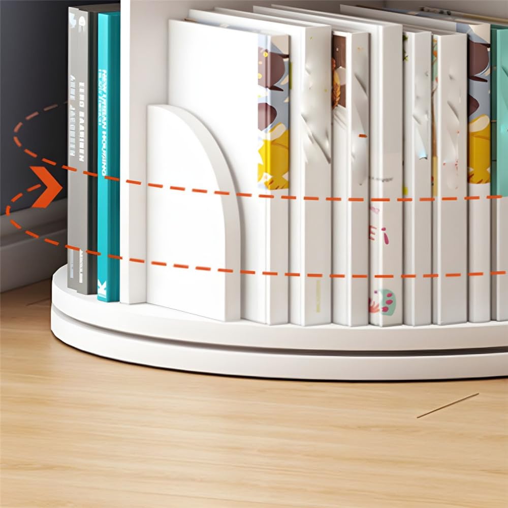 NIUYAO 360-Degree Rotating Solid Wood Bookcase - 2-Tier Versatile Storage Rack NIUYAO