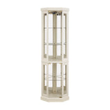 Corner Glass Cabinet – Lighted Curio Display Case with Adjustable Shelves, Mirrored Back & LED Light, Corner Storage Cabinet for Living Room, Antique Collection, Wine or Bar Glassware (Antique White) Chilassic