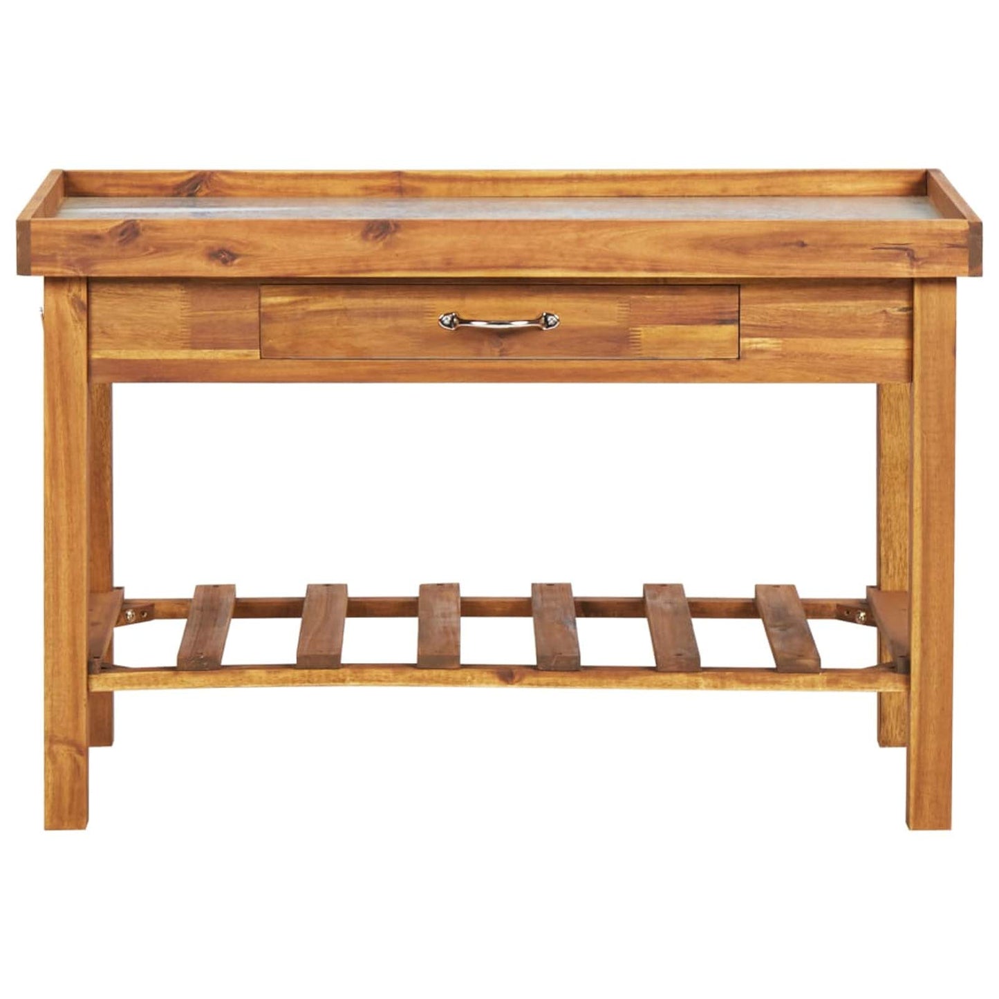 Keketa Garden Work Bench with Zinc Top Solid Acacia Wood for Patio,Bistro,Bar - WoodArtSupply