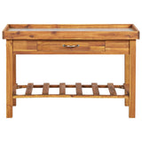 Keketa Garden Work Bench with Zinc Top Solid Acacia Wood for Patio,Bistro,Bar Keketa