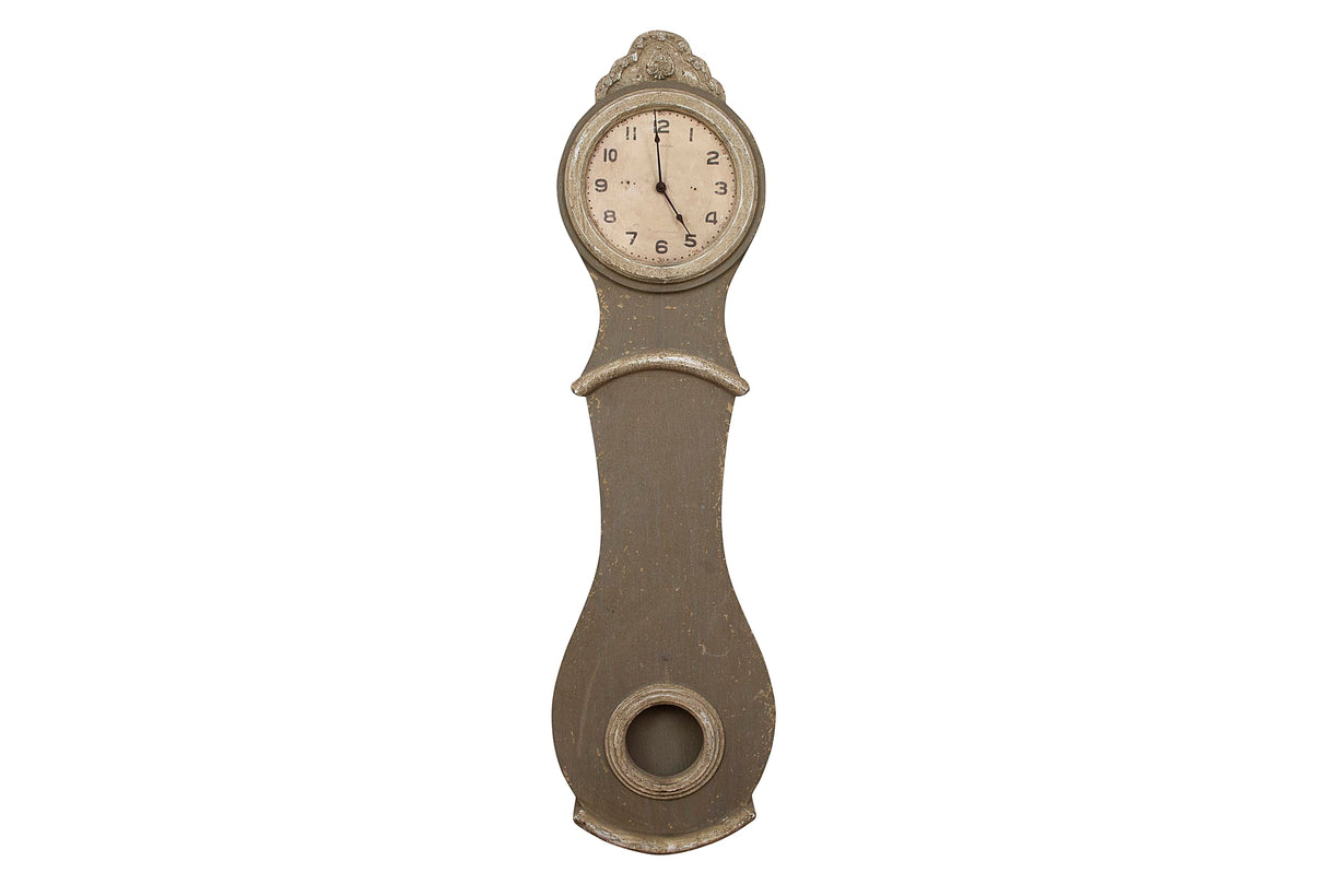 Creative Co-Op Distressed Grey Wood Grandfather Style Wall Clock Creative Co-Op