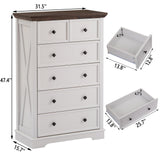 FFBCFDK Farmhouse 6 Drawers Dresser Chests for Bedroom, White 6 Chest of Drawers, Wood Dressers Organizer for Closet, Modern Storage Organizer Cabinet for Bedroom,Living Room,Hallway & Entryway FFBCFDK