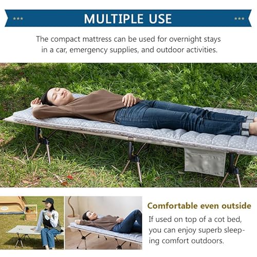 EMOOR Foldable Hybrid Futon Mattress, High-Resilience Urethane Foam 150N with Washable Padded Cover, Japanese Daybed-Size (26x71in) Tatami Camping Firm Washable Cover, Gray EMOOR