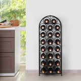HEOMU 23 Bottles Wine Rack Freestanding Floor, 8 Tier Wine Bottle Holder Metal Floor Wine Rack, Wine Storage Organizer Display Rack for Kitchen Pantry Dining Room Living Room Bar, Black HEOMU