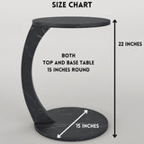 Furpinea C Shaped End Table for Couch Small Places, Space Saver Round Side Table for Sofa and Bedside with Wheels, Coffee and Eating Snack Time Tray for Living Room, Office (Natural) Furpinea