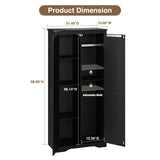 Befrases 72" H Black Farmhouse Storage Cabinet with Adjustable Shelves, Large Pantry Organize with 2 Barn Doors, Tall Freestanding Cabinet for Kitchen, Bathroom, Garage, Basement, Living, Utility Room Befrases