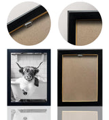 Highland Cow Bathroom Decor, Funny Bathroom Wall Art, Highland Cow in Bathtub Farmhouse Canvas Print, Black and White Cow Pictures Wall Decor, Framed Animal Pint Artworks for Wall Senlifa Art