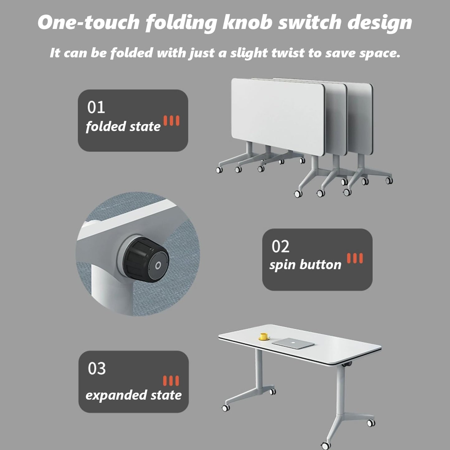 HSHBDDM Folding Conference Table Foldable Conference Table, Conference Rooms Flip Top Mobile Training Table, Folding Flip Top Office Meeting Table Mobile Conference Table for Office,Meeting R - WoodArtSupply