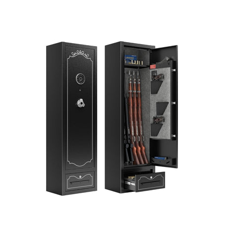 8 Gun Safe for Rifles Pistols Shotguns | Large Capacity Steel Security Cabinet | Digital Lock Quick Access | Removable Shelf & Racks | 48" Long Home Garage Storage Gareinwuds