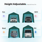 ADVANCE OUTDOOR 10x20 ft Heavy Duty Carport with Removable Sidewalls and Doors, Adjustable Height Car Canopy Garage Party Tent Boat Shelter with Reinforced Poles, Green ADVANCE OUTDOOR