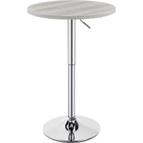 Yaheetech Round Bar Table, Adjustable Height and 360° Swivel Bar Tables, Cocktail Table with MDF Top, Silver Leg Base for Bar, Bistro, Café, Grey Yaheetech