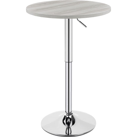 Yaheetech Round Bar Table, Adjustable Height and 360° Swivel Bar Tables, Cocktail Table with MDF Top, Silver Leg Base for Bar, Bistro, Café, Grey Yaheetech
