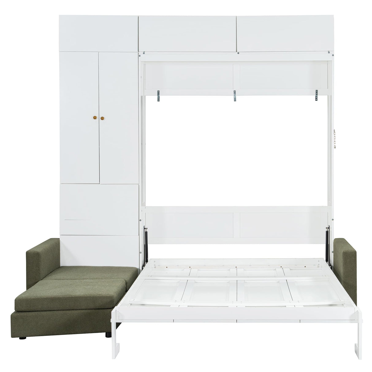 Harper & Bright Designs Queen Size Murphy Bed, Wall Bed with Sofa and Shelves, Green Harper & Bright Designs