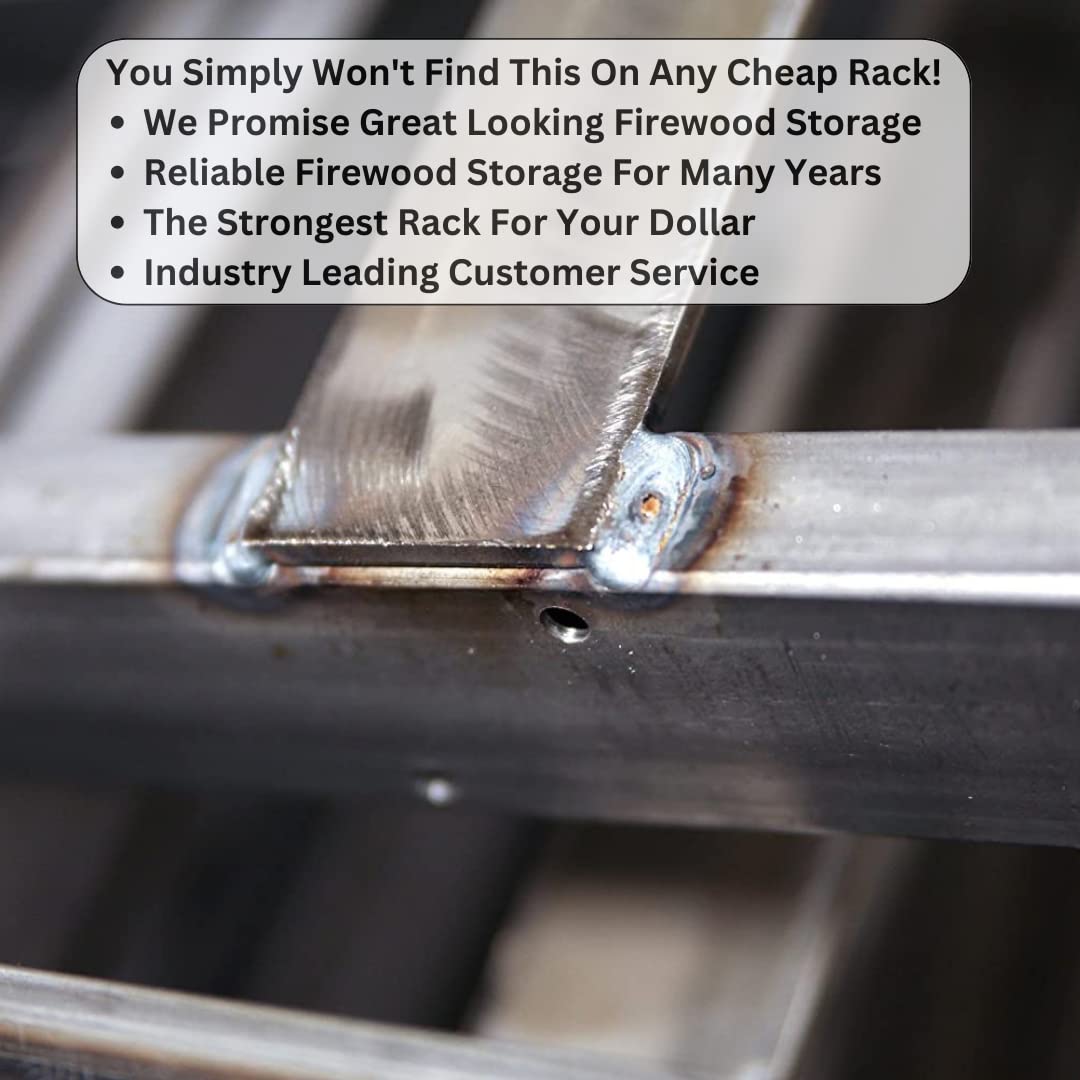 Woodhaven 8 Foot 1/2 Cord Firewood Log Rack With Optional Cover - Made In USA - Outdoor Use Lifetime Structural Warranty - Black Texture Powder Coat Finish - Made With Heavy Duty Steel Woodhaven