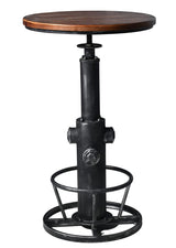 LOKKHAN Industrial Bar Table 38.6"-48.4" Height Adjustable Swivel Round Wood Tabletop 23.7" Dia, Kitchen Dining Office Coffee Bistro Pub Table LOKKHAN