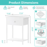 KAI-ROAD White Nightstands Set of 2, Small Night Stand Set 2 with Drawer and Shelf Storage for Bedroom, Dorm, Modern KAI-ROAD