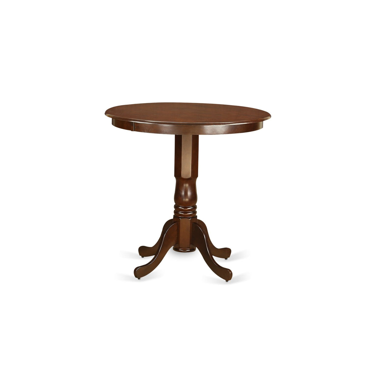 East West Furniture JACH5-MAH-C 5 Piece Counter Height Dining Table Set Includes a Round Kitchen Table with Pedestal and 4 Linen Fabric Upholstered Dining Chairs, 36x36 Inch, Mahogany East West Furniture