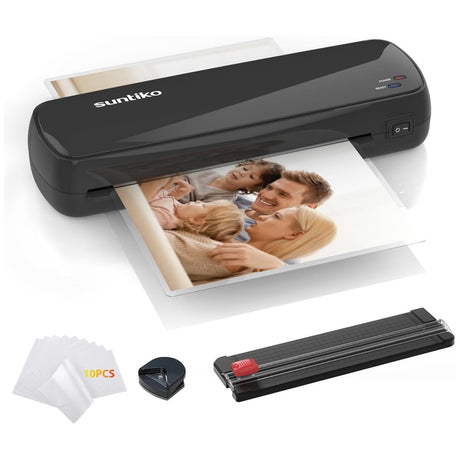 4-In-1Laminator Machine,It has Quick Warm-Up, Fast Laminating Documentation and Photos, Increases Their Long-Term Color Preservation. Suitable for Family, Office and School，A4/A5/A6 Size suntiko