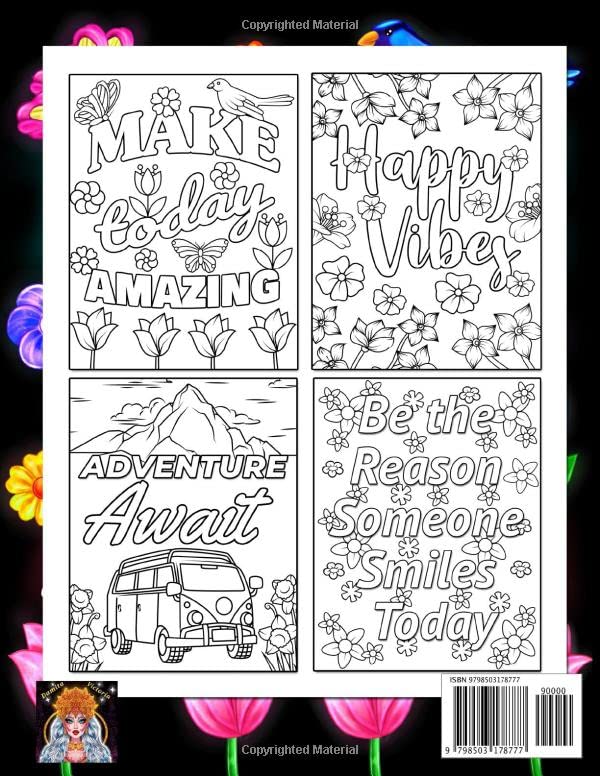 Adult Coloring Book Inspirational Quotes | Make Today Amazing: Simple Large Print Coloring Pages with 50 Motivational and Inspirational Sayings | Perfect Relaxation Gifts for Women and Girls