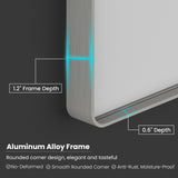 JISOSO Brushed Nickel Bathroom Mirror, 55x36 Inch Silver Metal Frame Mirror Wall Mounted, Rounded Rectangle Bathroom Vanity Mirror, Tempered Glass, Anti-Rust, Horizontal/Vertical JISOSO